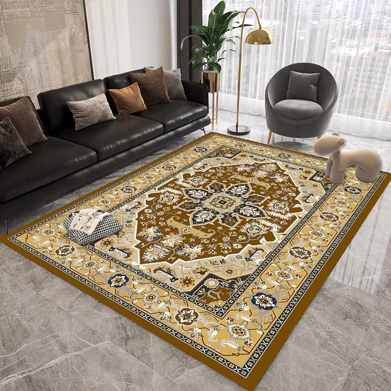 Persian Retro Carpet for Living Room Luxury Decoration Home Bedroom Washable Non-slip Rug Kitchen Easy Clean Lint-free Floor Mat