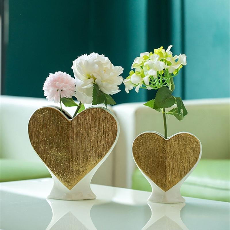 Flower Vase Heart Shaped Flower Pots Unique Decorative Vase for Home Wedding Valentines Day Gift Desktop Living Room
