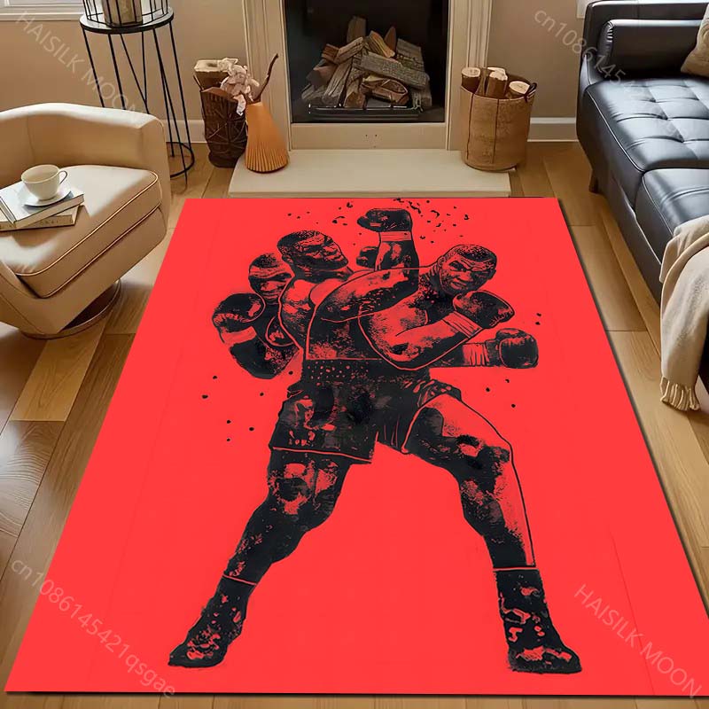 

Boxing Champion on Red Background Print Carpet for Bedroom Living Room Bedside Sofa Floor Mat Modern Home Decor Area Rug 40x60cm (16x24in)