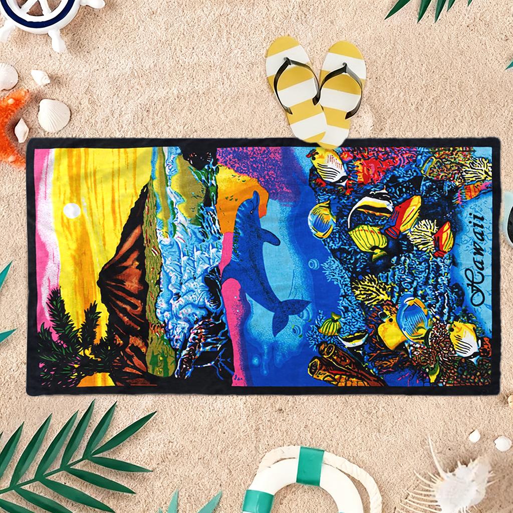 Hawaiianische Strandkulisse Design Strandtuch Schnelltrocknend Große Größe Geeignet für Strand Pool Sommer Lustiges Geschenk für Freund Familie