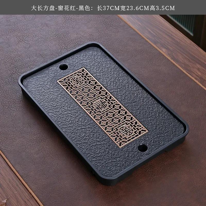 Taklit Siyah Taş Su Depolamalı Çay Tepsisi Su Depolama Sırası Çin Kuru Bubble Tea Tepsisi Modern Sehpa Ev Dekorasyonu