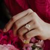 Gold Plated Oval Cubic Zirconia Engagement Ring: 925 Sterling Silver Three Stone Wedding Ring: Art Deco Anniversary Gift for her