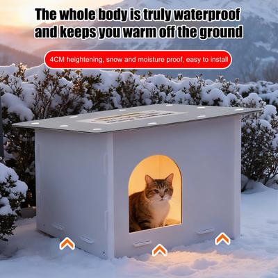 Outdoor Stray Cat Shelter Pet Kitten Winter Warming Nest Cold-proof Cat Sleeping House for Yard Garden Porch Patio Lawn