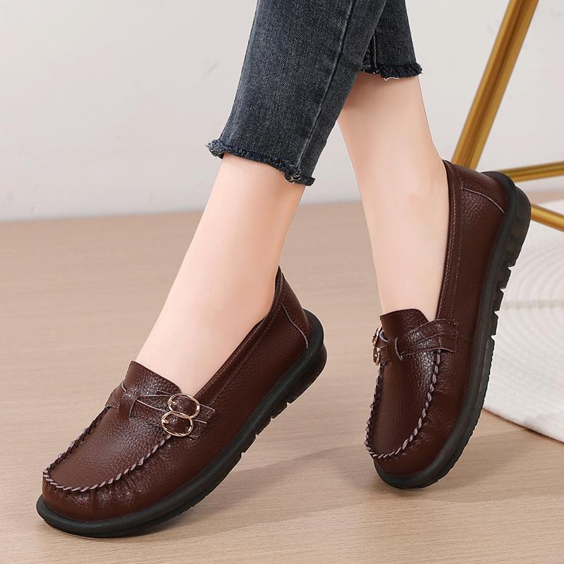 

Жіночі лофери Horse Bit Loafers Шкіряні мокасини для водіння Комфортні туфлі на плоскій підошві Повсякденні сліпони великих розмірів Прогулянкове мінімалістичне жіноче взуття для вагітних EU: 44 коричневий