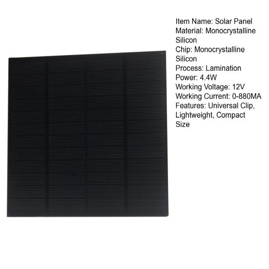 Solar Panel 4.4W 12V Monocrystalline Solar Charger 9-12V Batteries Outdoor Surveillance Cameras Car Battery Solar