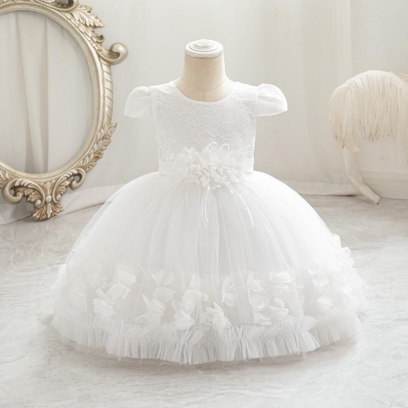 2024 High-Quality Girls' Princess Birthday and Evening Gown with Flowers