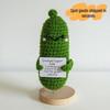 Hot Seller Crochet Dr. Potato Doll Ornament with Positive Energy and Funny Expression on Wooden Base