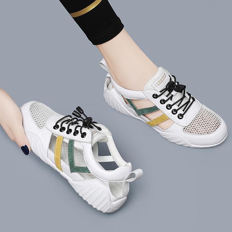 Little White Shoes Women's New Leather Sports Shoes Spring and Summer Travel Versatile Flat Casual Shoes Breathable Women's Shoes