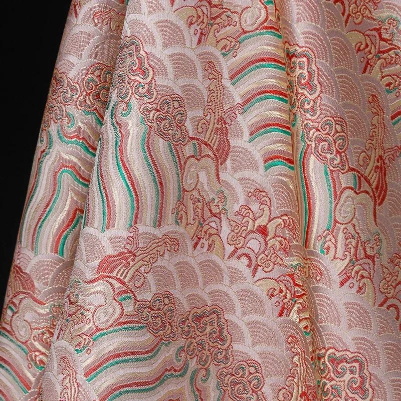 100x145cm 3D Relief Damask Fabric Brocade Jacquard Flower Pattern Fabric DIY Sew New Chinese Cheongsam Dress Hanfu Garments