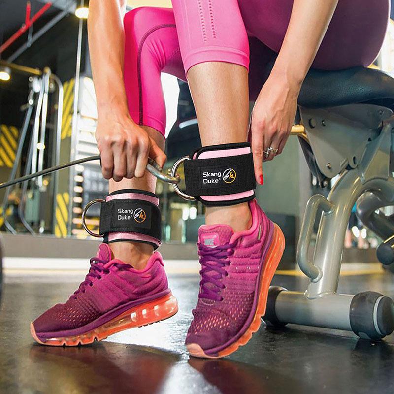 

Пряжка для силового тренажера для ног, фитнес-петля для лодыжки, ремешок для лодыжки, эластичная лента сопротивления розовый