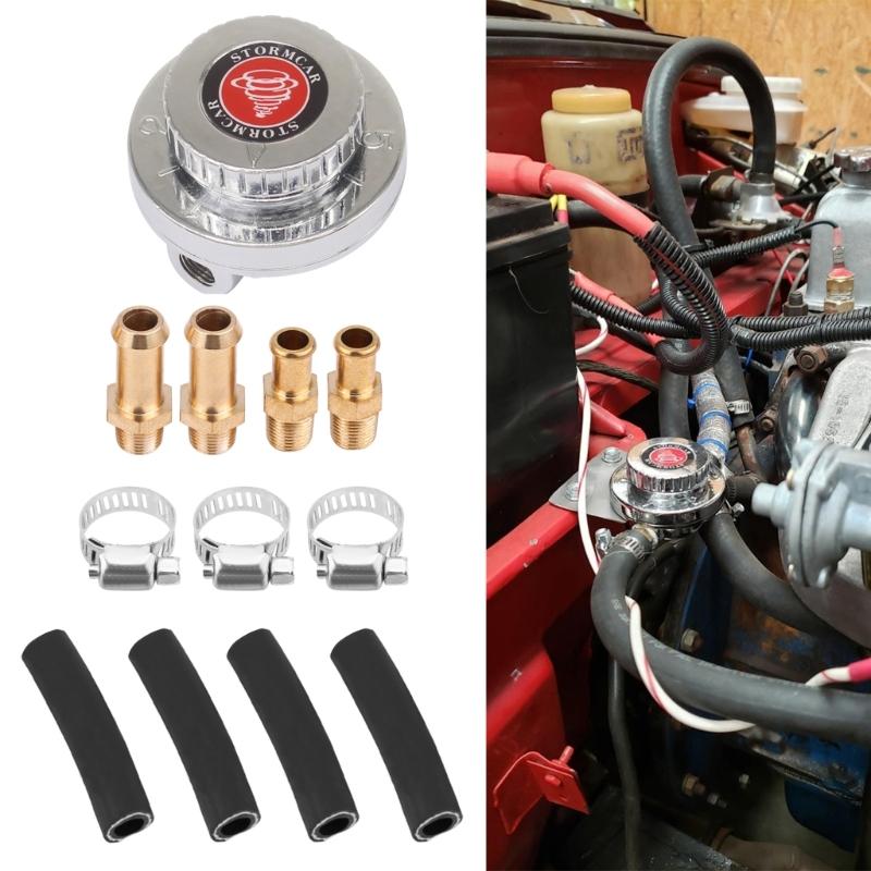 Adjustable 1-5Psi Fuel Pressure Regulator 8mm 10mm Hose Kit For Carburetor