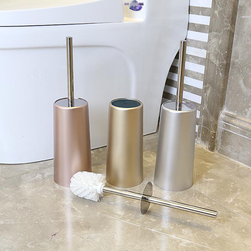 Set Spazzolino WC Stile Europeo Oro con Setole Morbide in TPR - Da Pavimento, Supporto Senza Installazione.