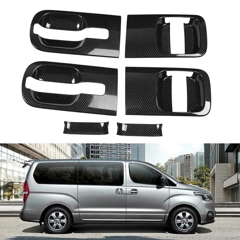 For Hyundai Grand Starex H1 Carbon Fiber Black Door Handle Bowl Cover Door Handle Sticker Car Interior Accessories