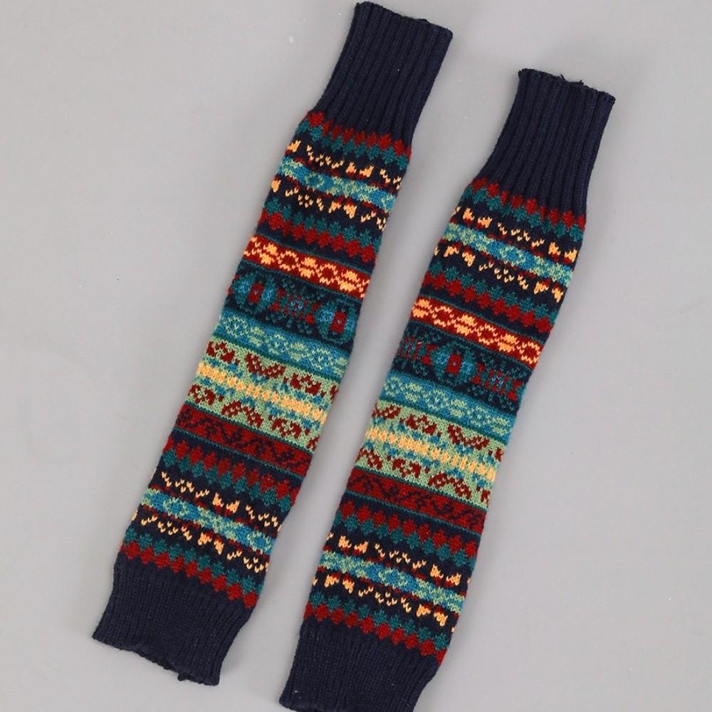 Bohemian Style Knitted Fingerless Sleeves Thickened Warmer Long Cuff Y2K Star Arm Cover  Party