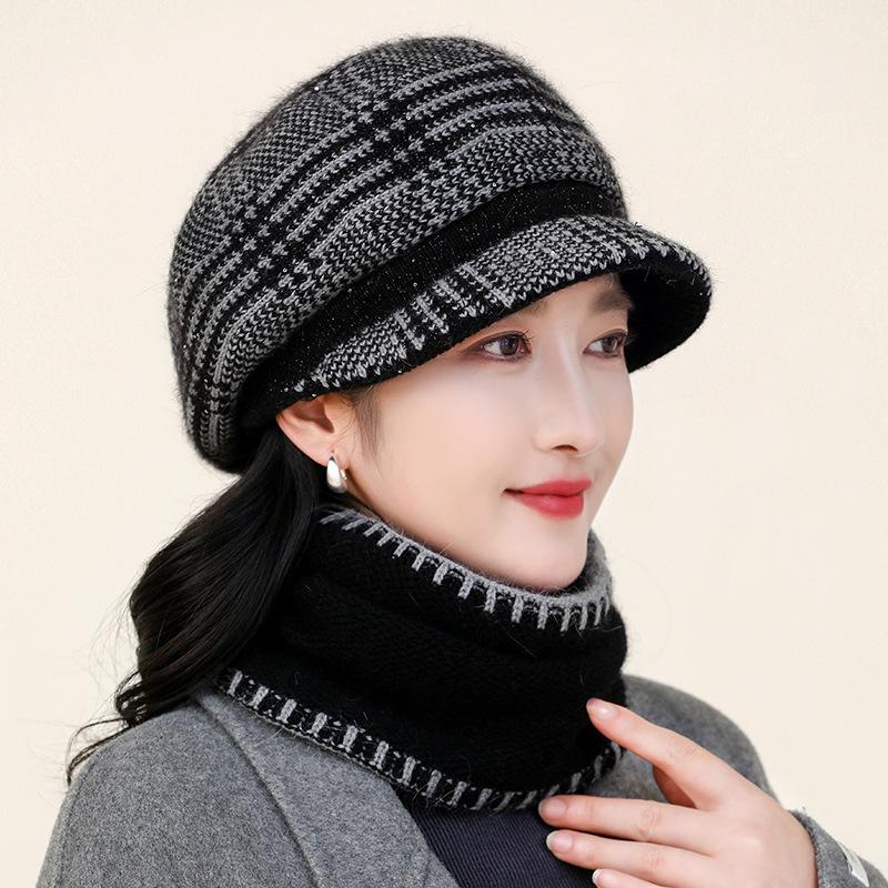 Octagonal Hat Warm and Cold Ear Protection Knitted Hat Women's Winter Mother Hat Fashion
