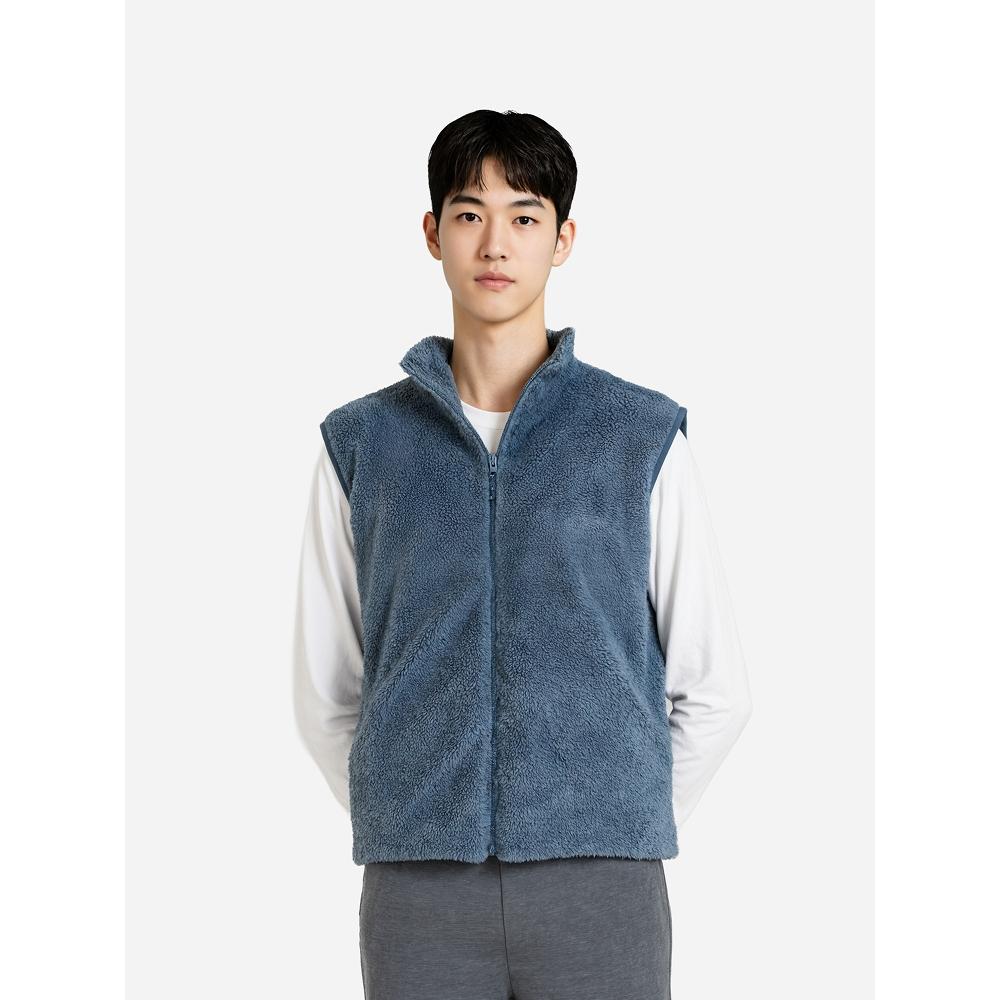 Daiso [common] Fluffy Zip Up Vest Fleece Xl Blue