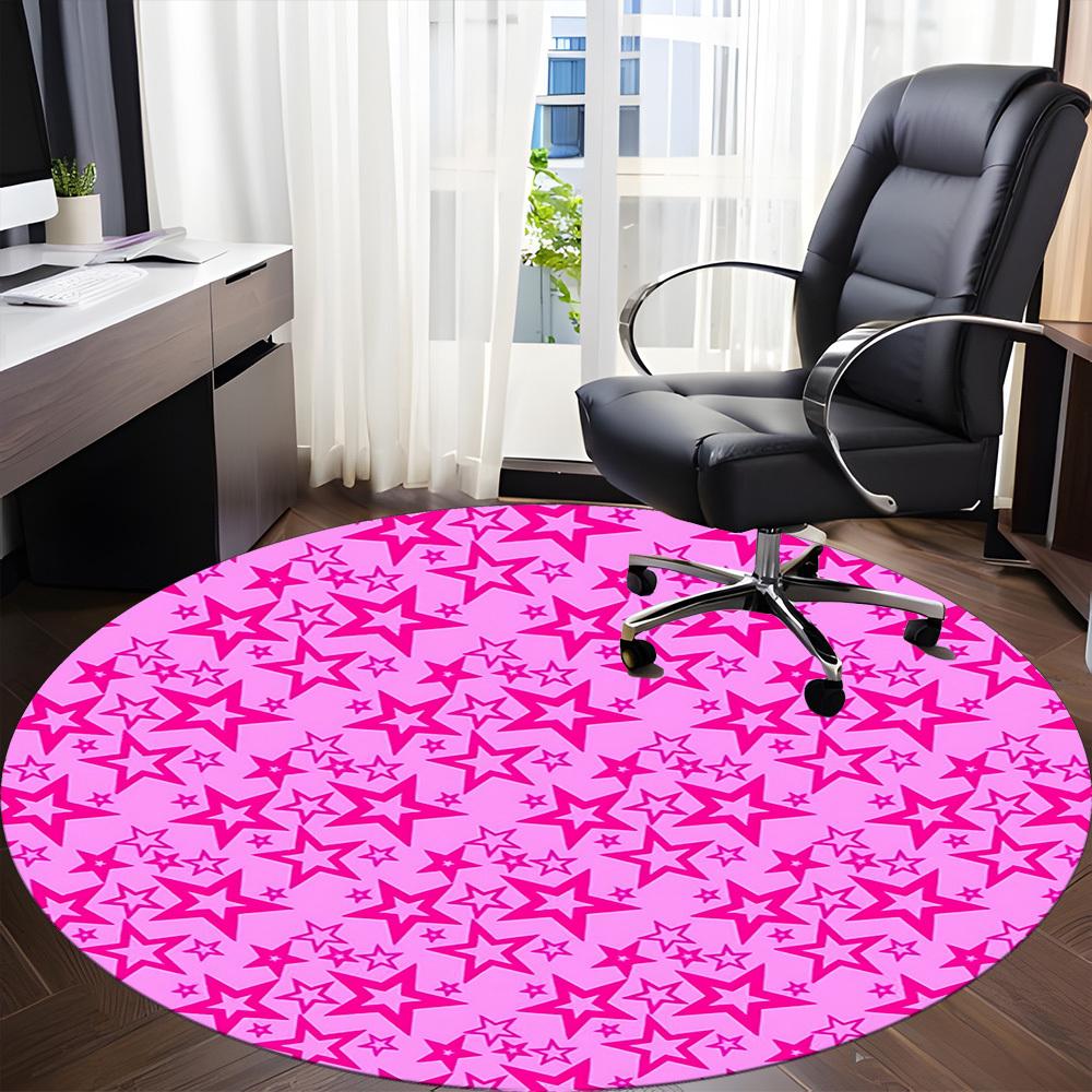 1pc Pink Stars Pattern Chair Carpet for Office - Durable, Ideal for Chair Mats, Stylish & Functional Decorative Rug yy260130017