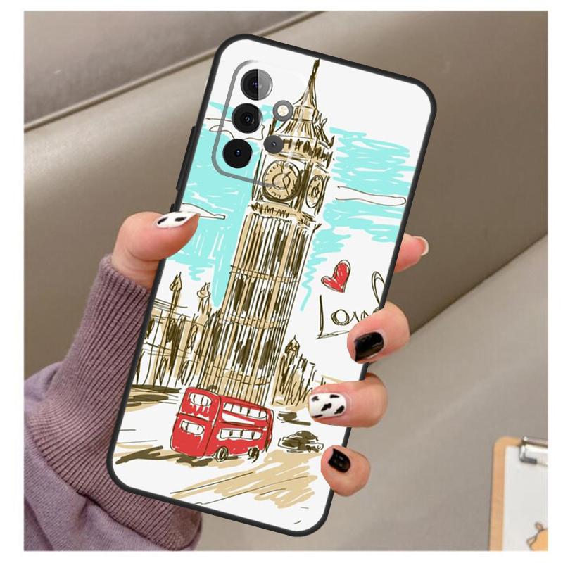London Red Bus Big Ben Soft Case For Samsung Galaxy A32 A52 A72 A12 A42 A40 A50 A70 A03S A21S A52S A71 A51 Cover