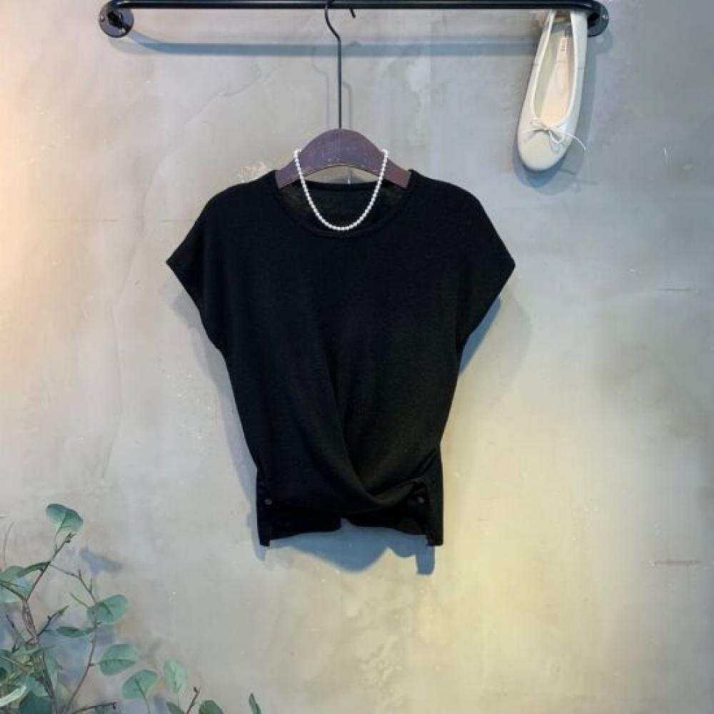 C S In The Room Shori twiSted Button Cap Sleeve Knit 5 ColorS