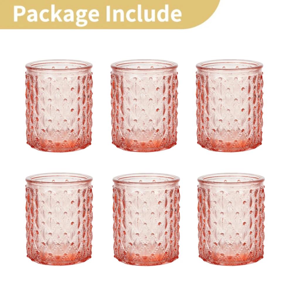 6/12Pcs Votive Glass Candle Holders Round Tea Light Candlestick Flameless LED Tea Light Holder for Wedding Home Table Decor