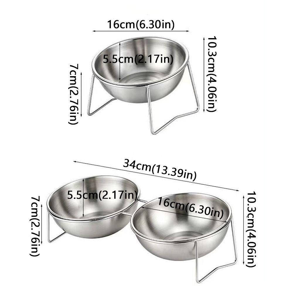 Large Capacity Stainless Steel Cat Bowl Anti-Tipping Double Water Bowls  for Kitten