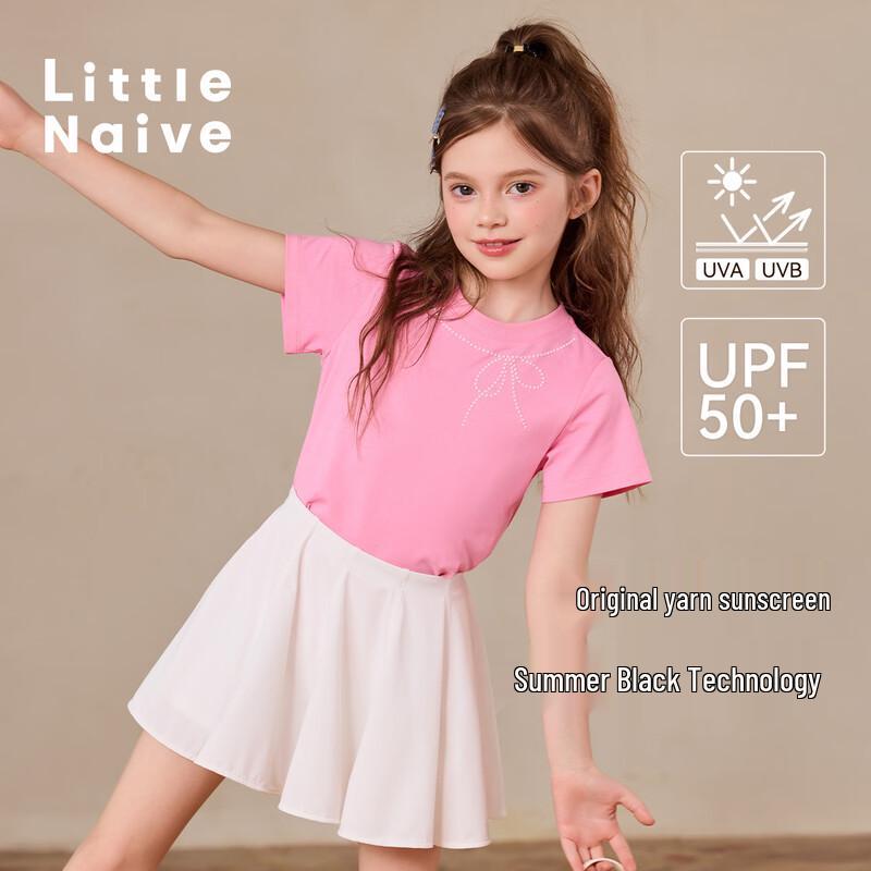 

Little Naive Girls 3D Bow Short-Sleeve UPF50+ Sun Protection T-Shirt 170