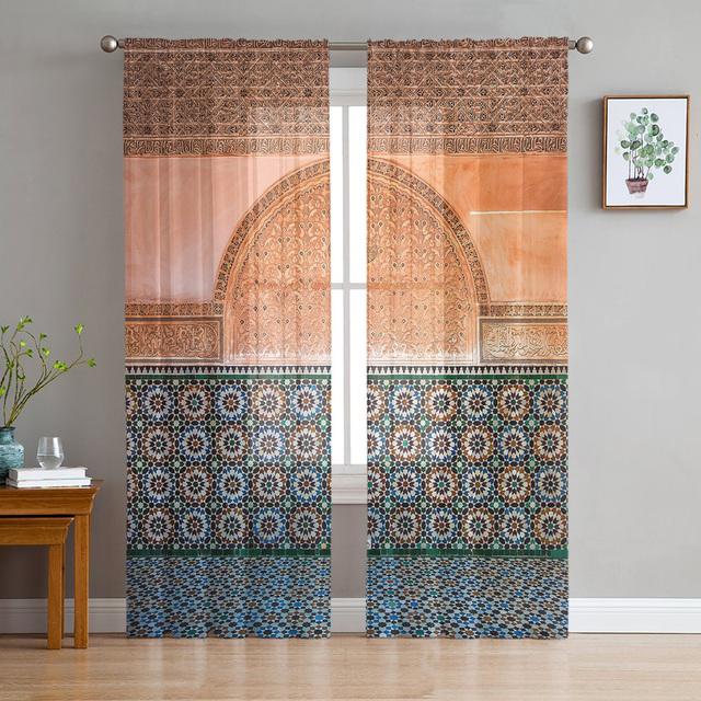 Bohemian Mandala Muster Gardinen für Wohnzimmer Moderne Voile Vorhang Schlafzimmer Tüll Vorhänge Fenster Vorhänge Dekor