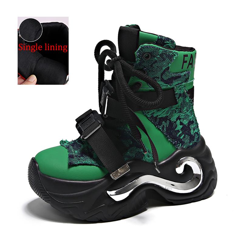 Mote Mote Chunky Platform Motorsykkelstøvletter Dame Denim Lappverk Snørestøvletter Dame Tykk Såle Sklisikre Punk Goth Sko