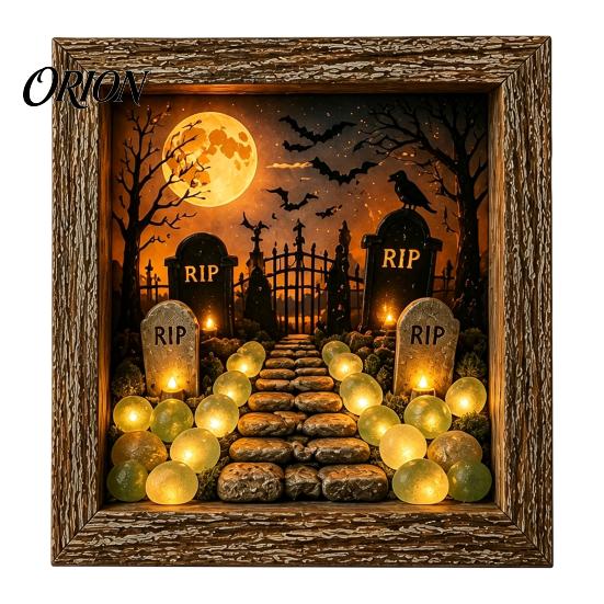 Festive Party Supplies Halloween Lighted Frame Ornaments, Light Up Shadow Box, Warm Cute Decor Atmosphere LED Lights for Home Living Room Bedroom