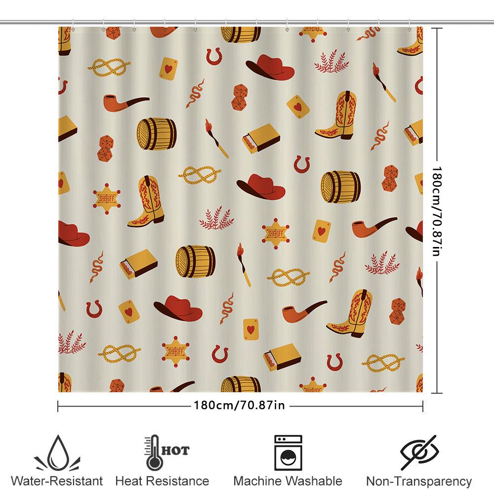 American Western Pattern Bathroom Shower Curtain Decorative Printing Waterproof Yellow Red Blue White Shower Curtains For Kids B