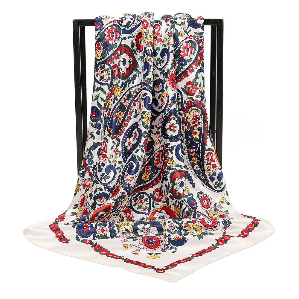 Silk Shawl Square Scarf For Women Print Headband Foulard Satin Hijab Hair Bands Neckerchief Female Head Wraps Bandana