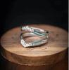 European & American Creative Turquoise Inlaid Diamond Women's Three-Piece Ring Set