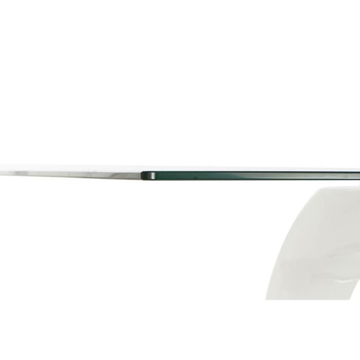 Table de salle à manger - 160x90 cm - Verre transparent - MDF blanc - Rectangulaire
