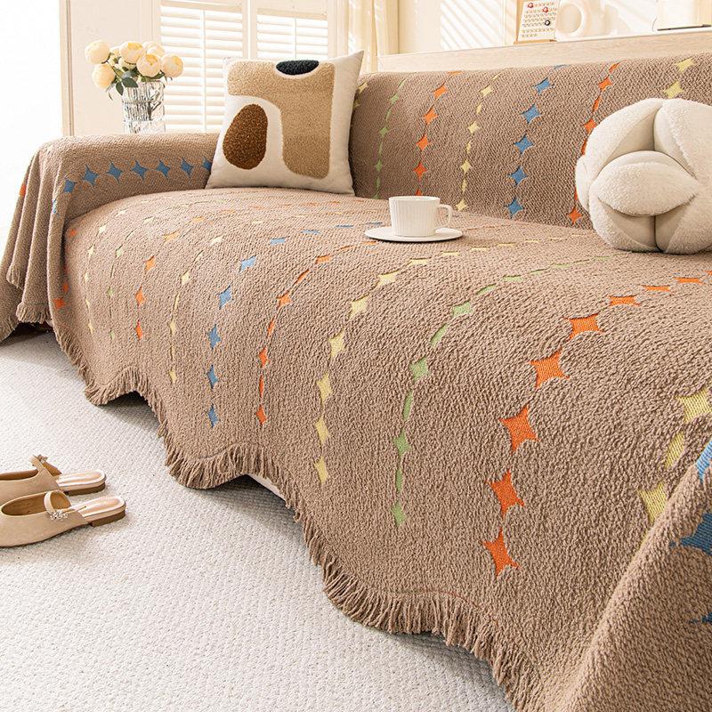 Shenier Thickening Warm Sofa Cover Anti Cat Scratch All Season Universal Sofa Towel Sofa Protect Cover with Tassel Couch Blanket