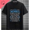 Unisexs Casual Swimmer Graphic Tshirt Black With Dynamic White Swimming Silhouette Design Shortsleeve Crewneck Pure Cotton Tee