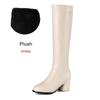 Fashion 2025 Fashion Knee High Boots Women Pu Leather Thick High Heels Long Boots Autumn Winter Zip Female Shoes Size 32-43 botas mujer