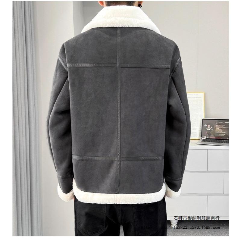 2025 Fall/Winter Fashion Versatile Fleece Thickened Fake Two Couple Embroidered Jackets Cargo Tops New Lapel Trendy Padded Clothes