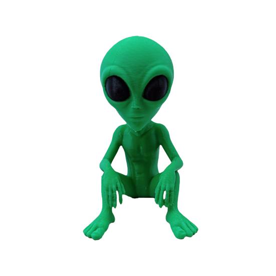 3D Printed Alien Statue Sci-Fi UFO Alien Sculpture Funny Sitting