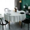 Modern Simple Polyester Jacquard Plaid Cover Towel Round Fringed Tablecloth Coffee Table Tablecloth Dining Table Cloth Round Table