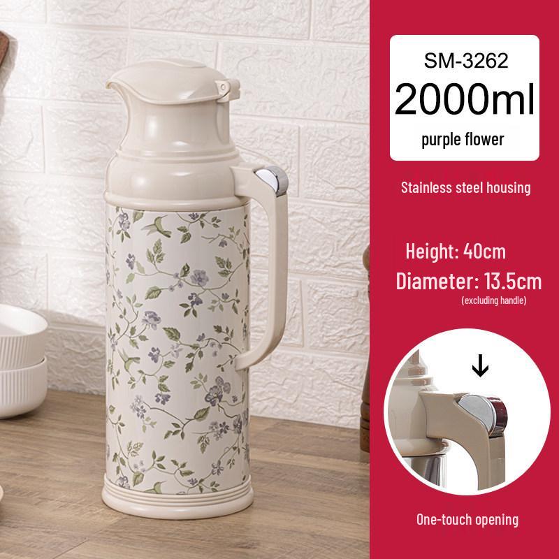

Large Capacity Glass & Stainless Steel Thermos Flask - Household Water Heating Bottle (8P)