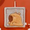 Kawaii Kapibara Hand Towel Thickened Coral Fleece Embroidered Towels Cute Hand Cloth Kitchen Children's Handkerchief Towel