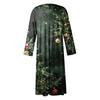 Women's Casual Crew-neck Christmas Print Mid-length Dress Long-sleeved Dress With Pocket