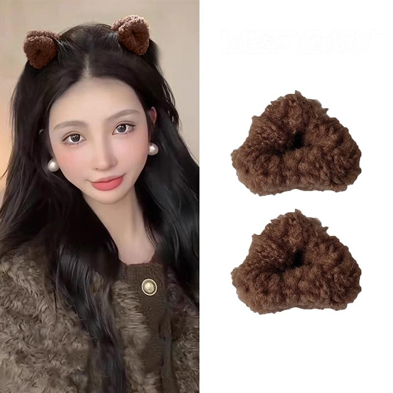 2 st söta kattöra plysch hårspännen små fluffiga hårklor vackra kvinnor hårnålar mode huvudbonader för flickor håraccessoarer