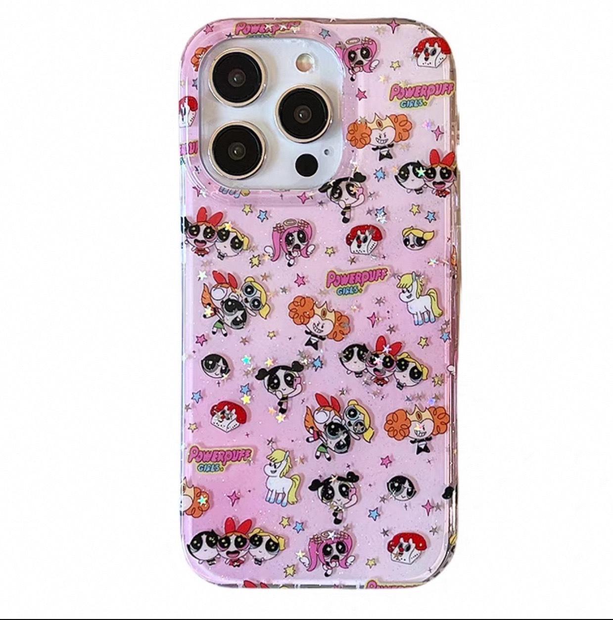 

Glitter Cartoon iPhone Holder and Case with Chain for iPhone 13, 14, 15, 16 Pro Max iPhone 15