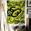 Blue Sky Palm Tree Tapestry, Low Angle Tropical Palm Scenery Street Signature Logo Wall Hanging