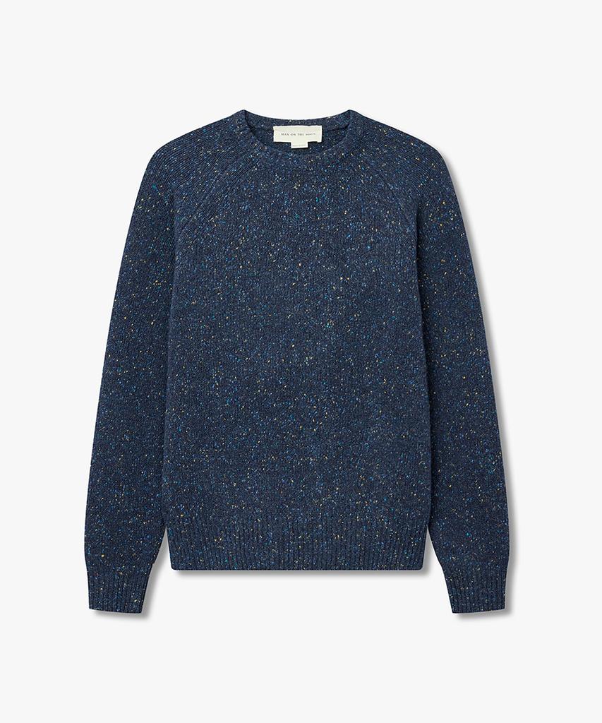 MAN ON THE BOON Cashmere Blend Donegal Sweater_Navy 4715313307