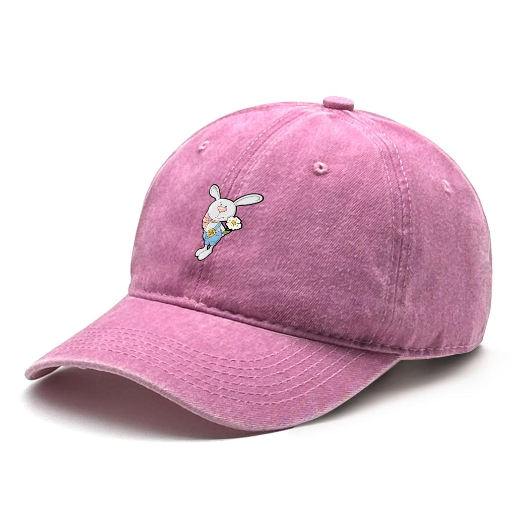 Cute Rabbit Printed Baseball Cap Adjustable Snapback Baseball Hat Solid Color Leisure Sport Hat For Golf Mountaineering Gifts