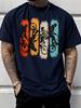 Vintage BMX Stunt Bike Silhouette Unisexs Tee Retro Color Block Graphic Cotton Short Sleeve Loose Outdoor Sports Daily Street Tops