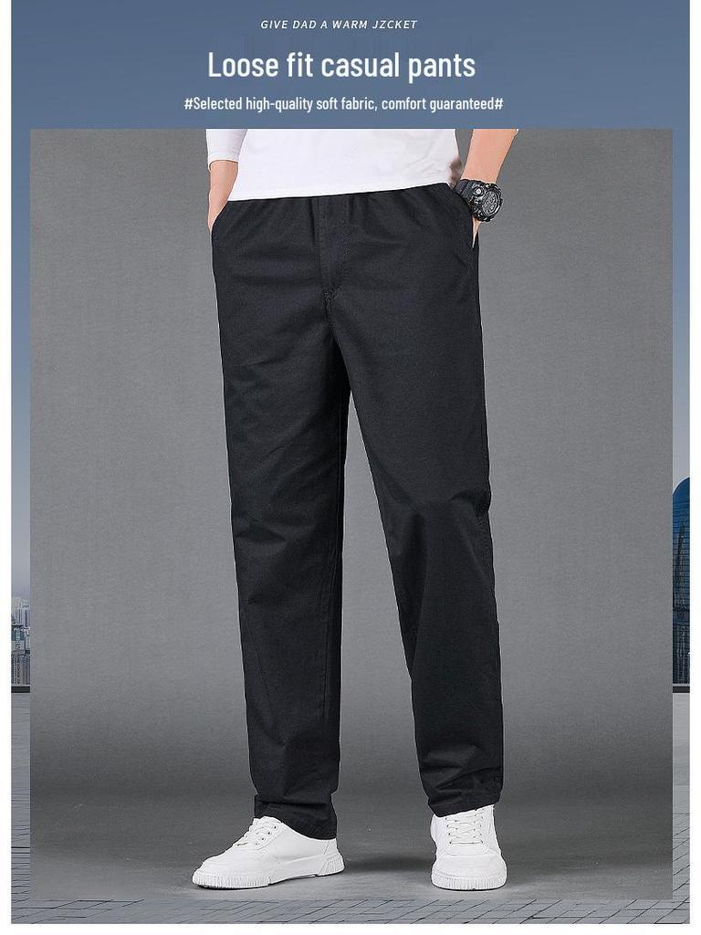 Men's Pure Cotton Cargo Pants - Loose Fit, Straight Leg, Plus Size, Spring/Autumn Style