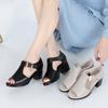 Fashion Fish Mouth Sandals Womens 2025 Summer New Roman Womens Thick Heel Medium Heel Women's Shoes Fashion Versatile Women High Heels